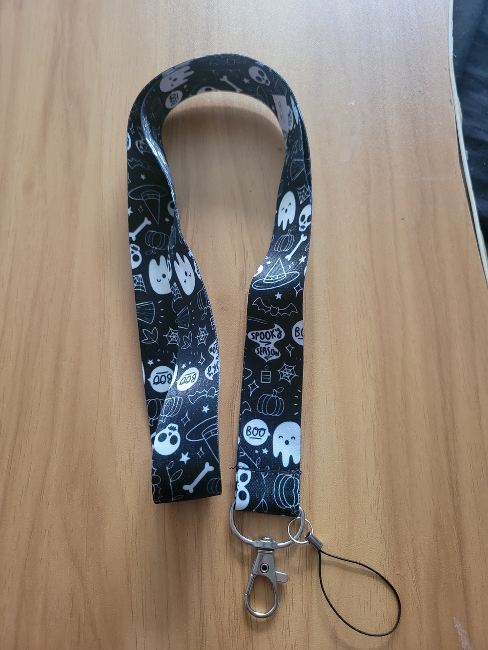 🍁NEW🍁Black Halloween Ghost & Pumpkin Lanyard with Metal Clip